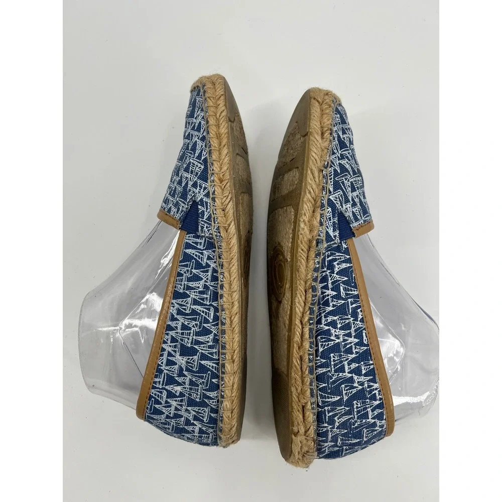 Tommy Hilfiger Sailboat Print Espadrille Flats Blue White Nautical Slip On